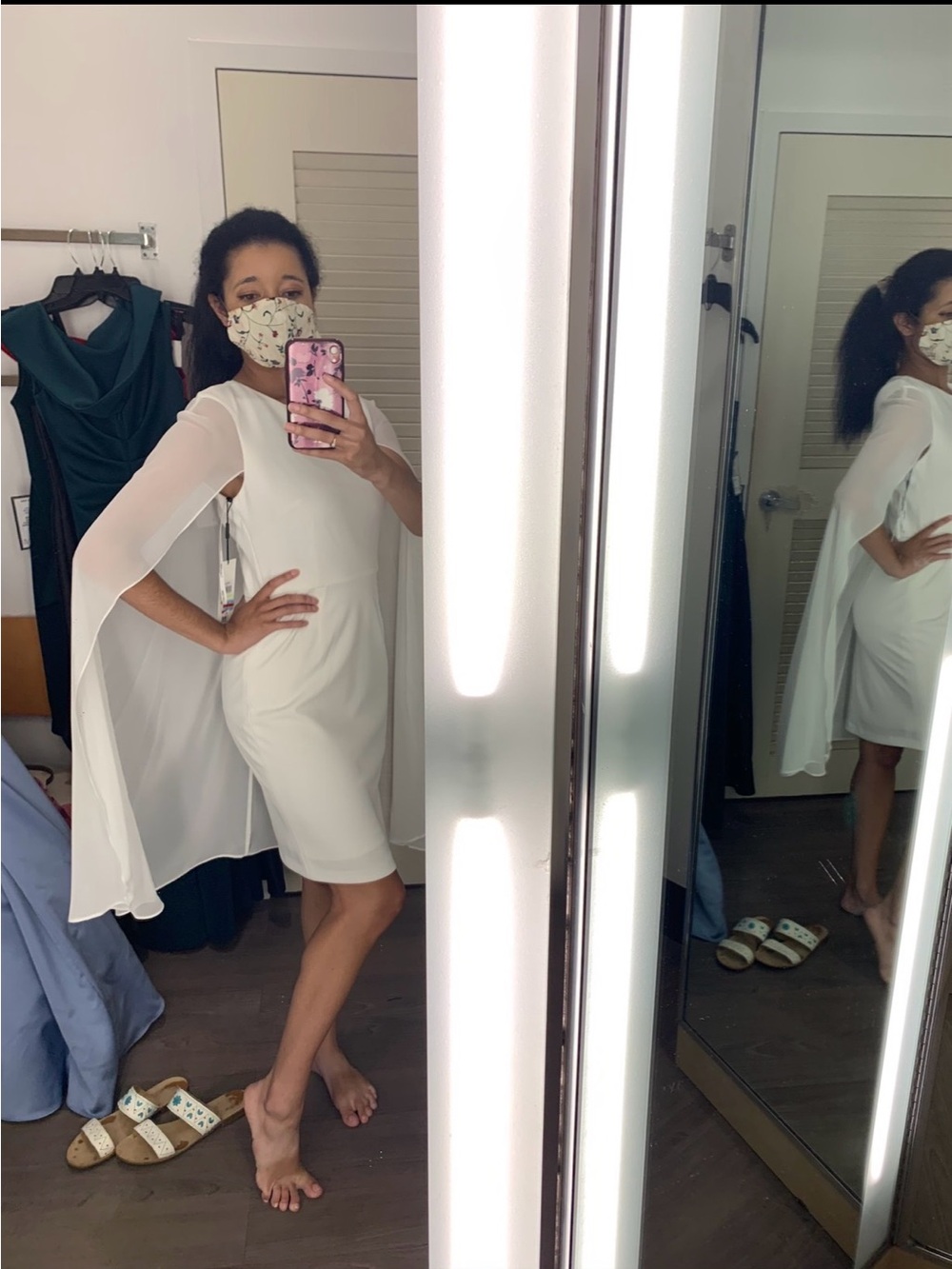 NWT Calvin Klein White Cape Sheath Dress